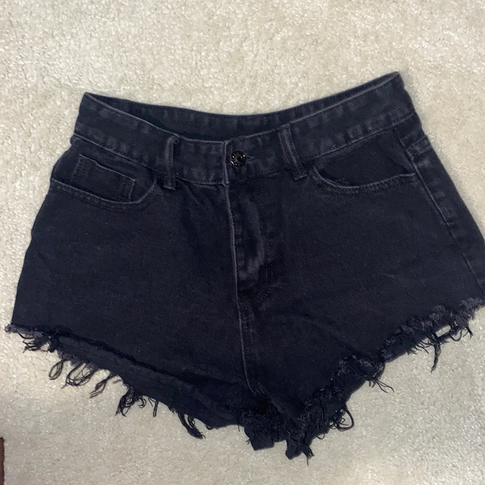 SHEIN black denim shorts